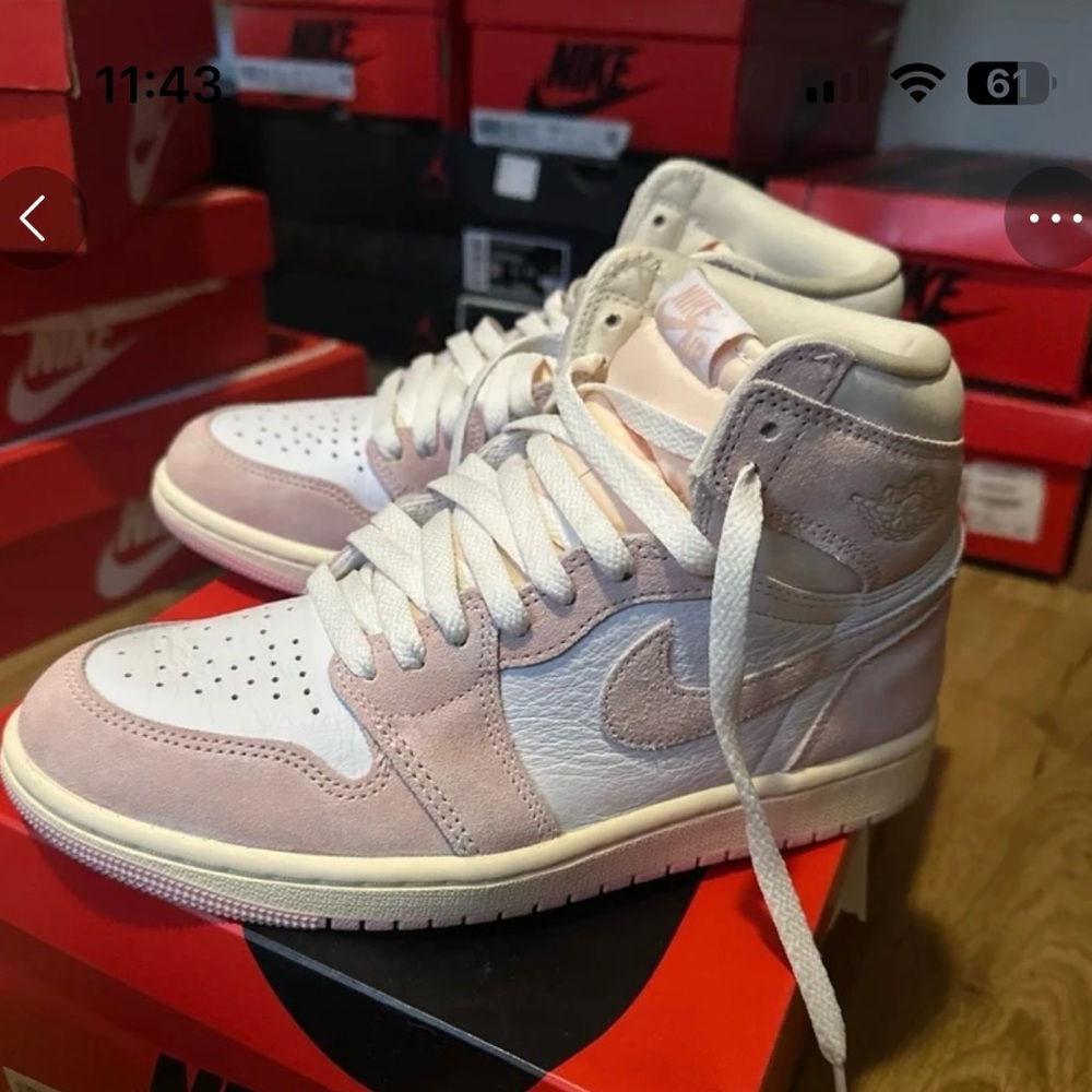 Nike Women's High-Top Sneakers - Soft Pink and Cream